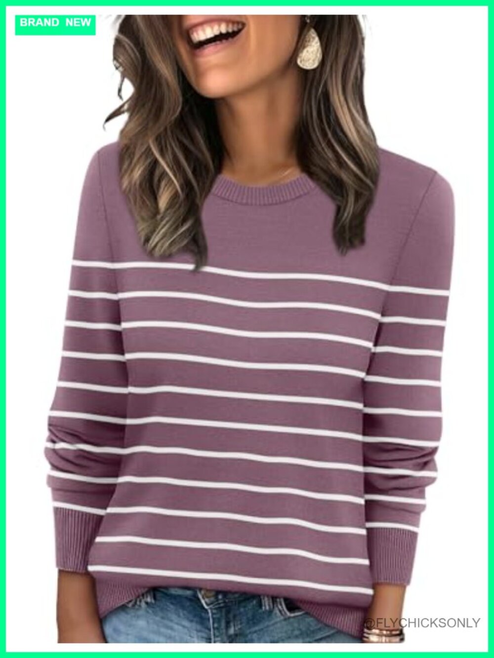 WIHOLL Women's Lightweight Ribbed Knit Crewneck Pullover Sweater Long Sleeve